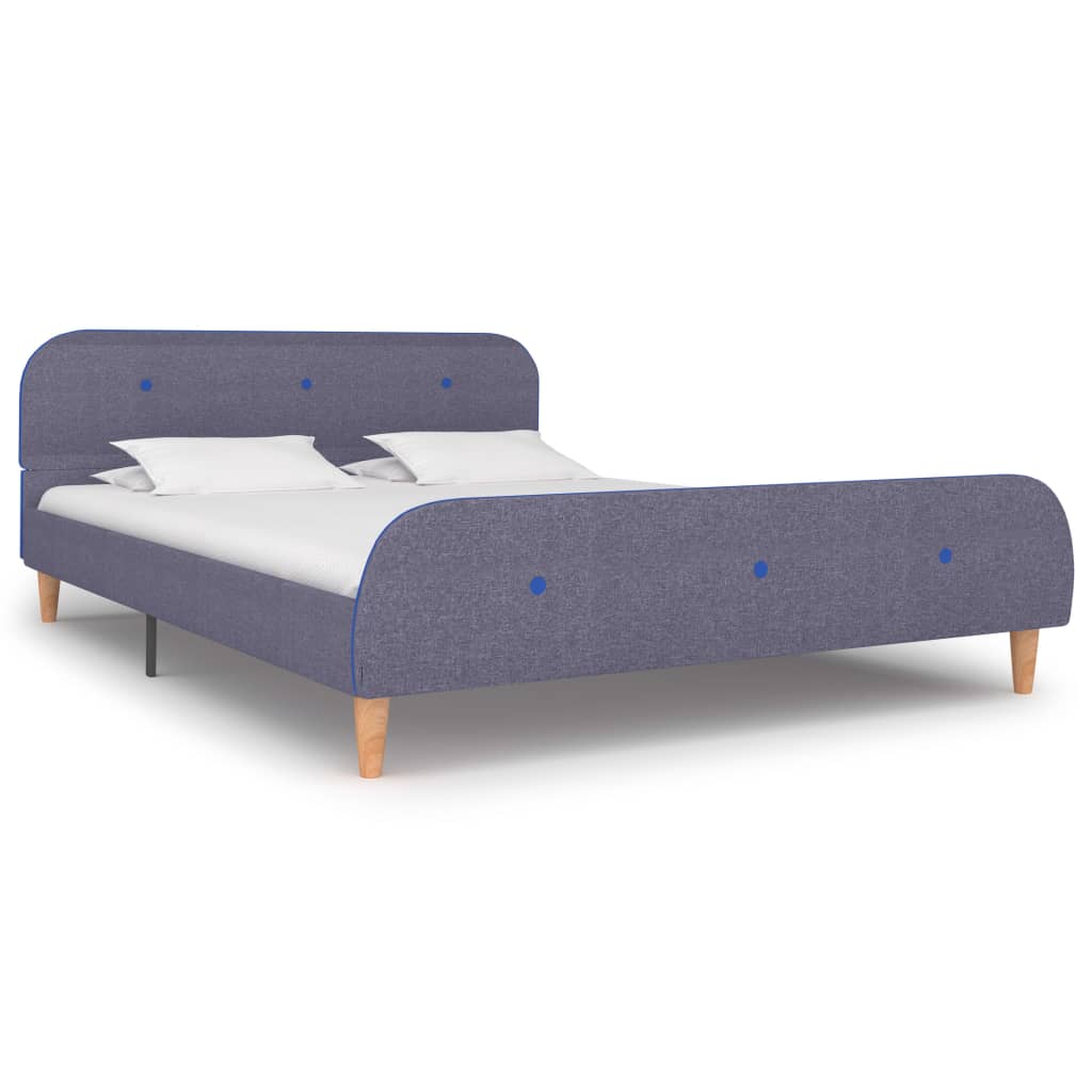 Bed Frame Light Grey Fabric 135x190 cm Double - The Home Maker
