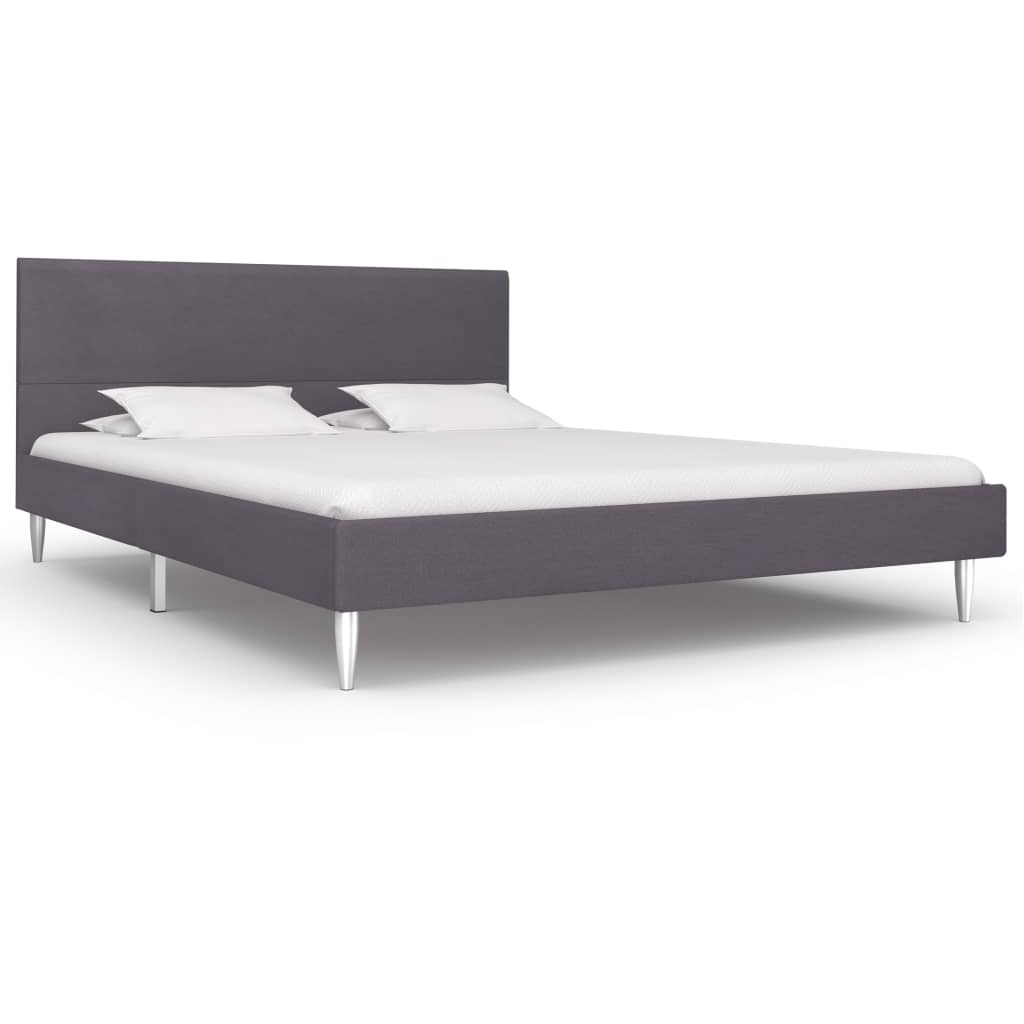 Bed Frame Grey Fabric 135x190 cm Double - Merlin Deals