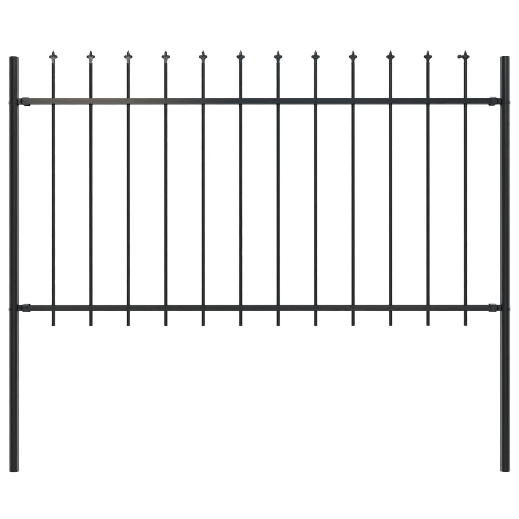 Garden Fence with Spear Top Steel 1.7x1 m Black - Sid & Sam