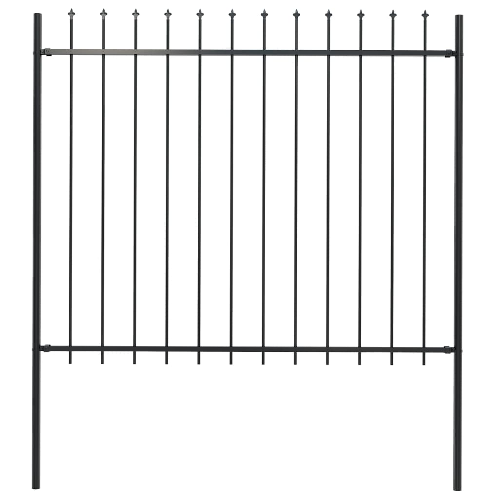 Garden Fence with Spear Top Steel 1.7x1.5 m Black - Unbeatable Bargains
