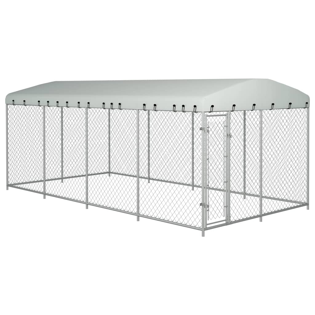 Outdoor Dog Kennel with Roof 8x4x2.3 m - Discount Dealers