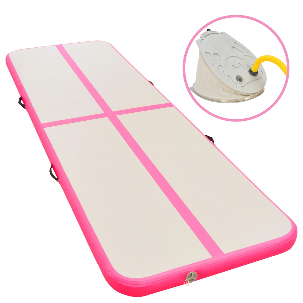 Inflatable Gymnastics Mat with Pump 400x100x10 cm PVC Pink - Brittle & Co