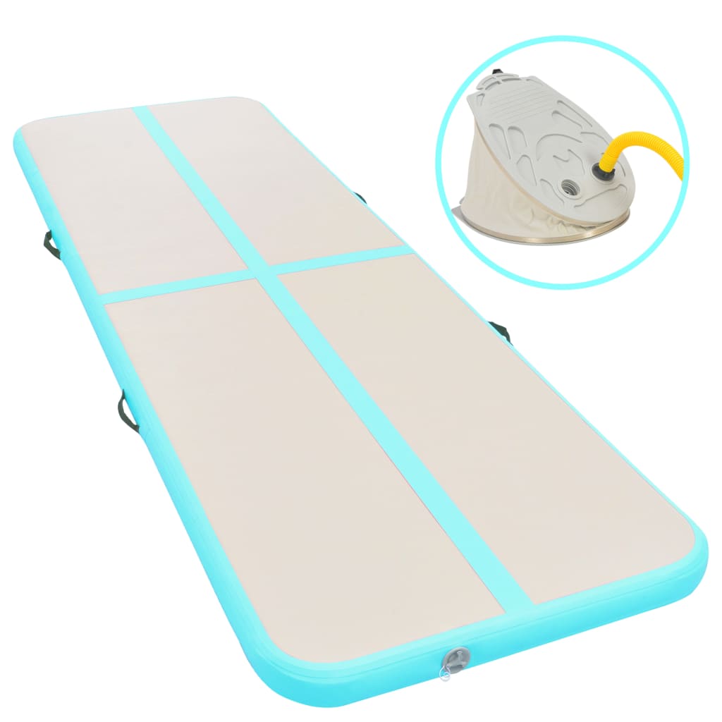 Inflatable Gymnastics Mat with Pump 400x100x10 cm PVC Green - Decor Base