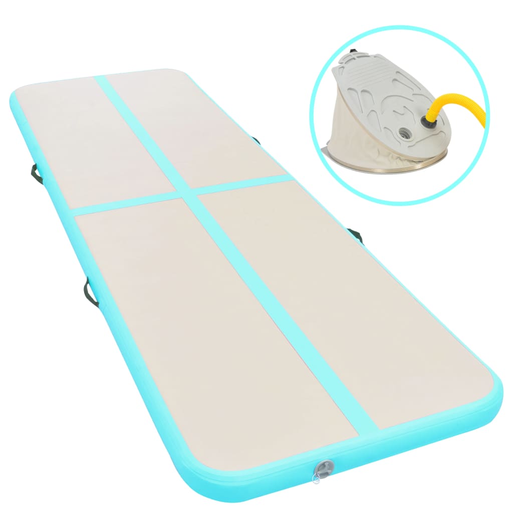 Inflatable Gymnastics Mat with Pump 600x100x10 cm PVC Green - Unbeatable Bargains