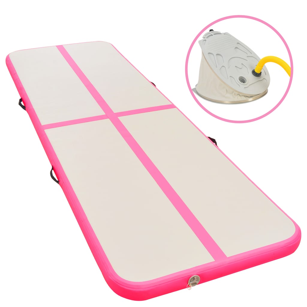 Inflatable Gymnastics Mat with Pump 800x100x10 cm PVC Pink - Design Hut