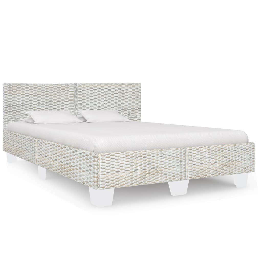 Bed Frame Grey Natural Rattan 140x200 cm - All Things Good