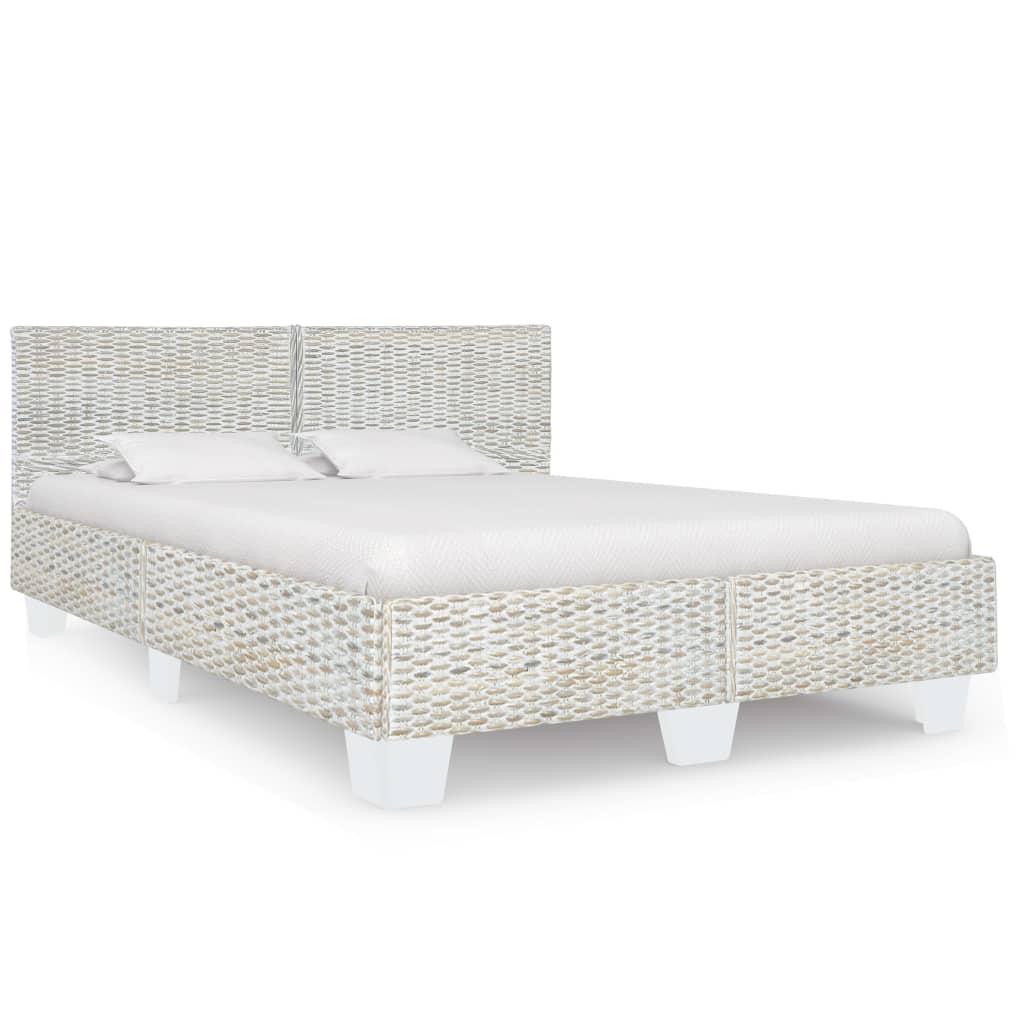 Bed Frame Grey Natural Rattan 160x200 cm - Style and Chic