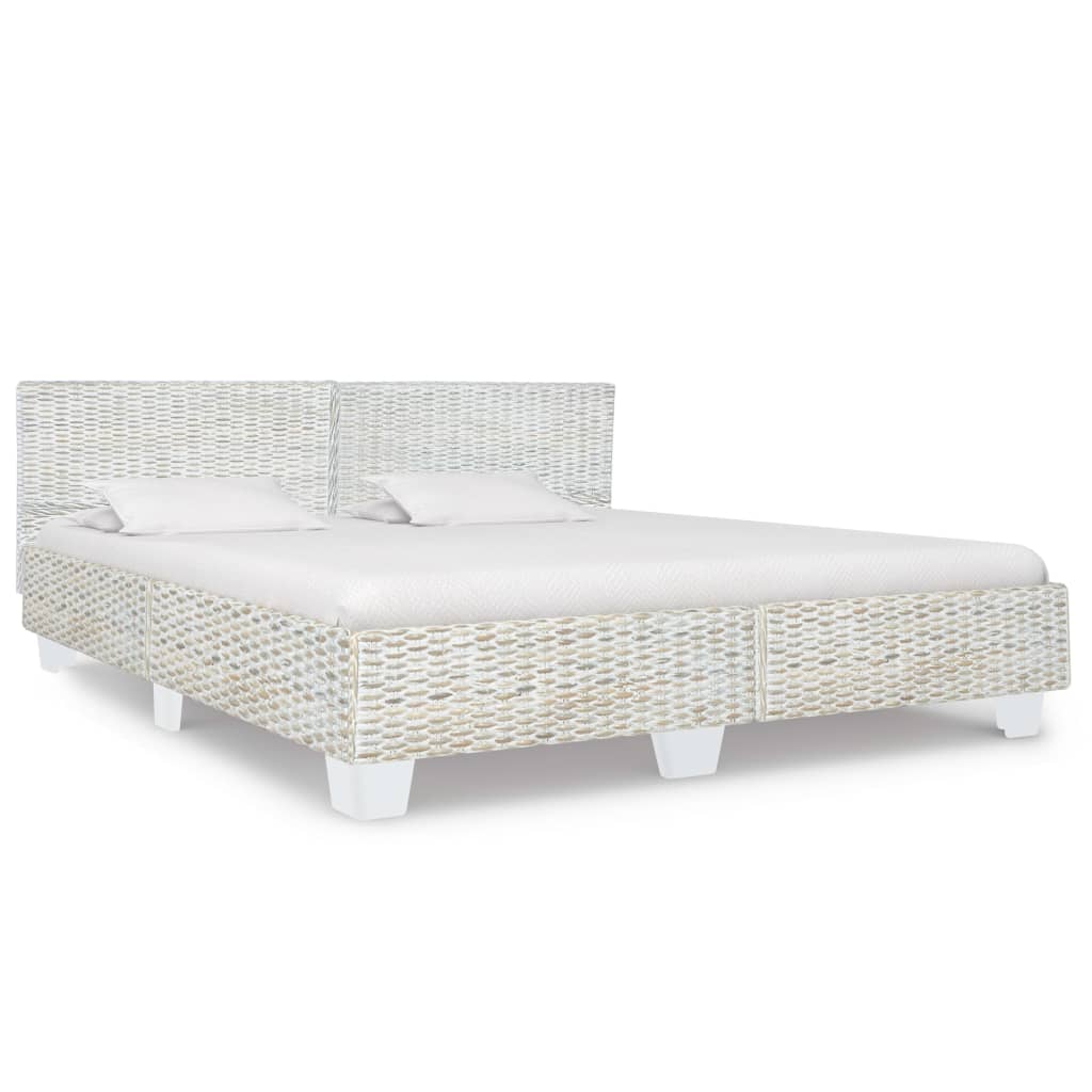 Bed Frame Grey Natural Rattan 180x200 cm Super King - All Things Good