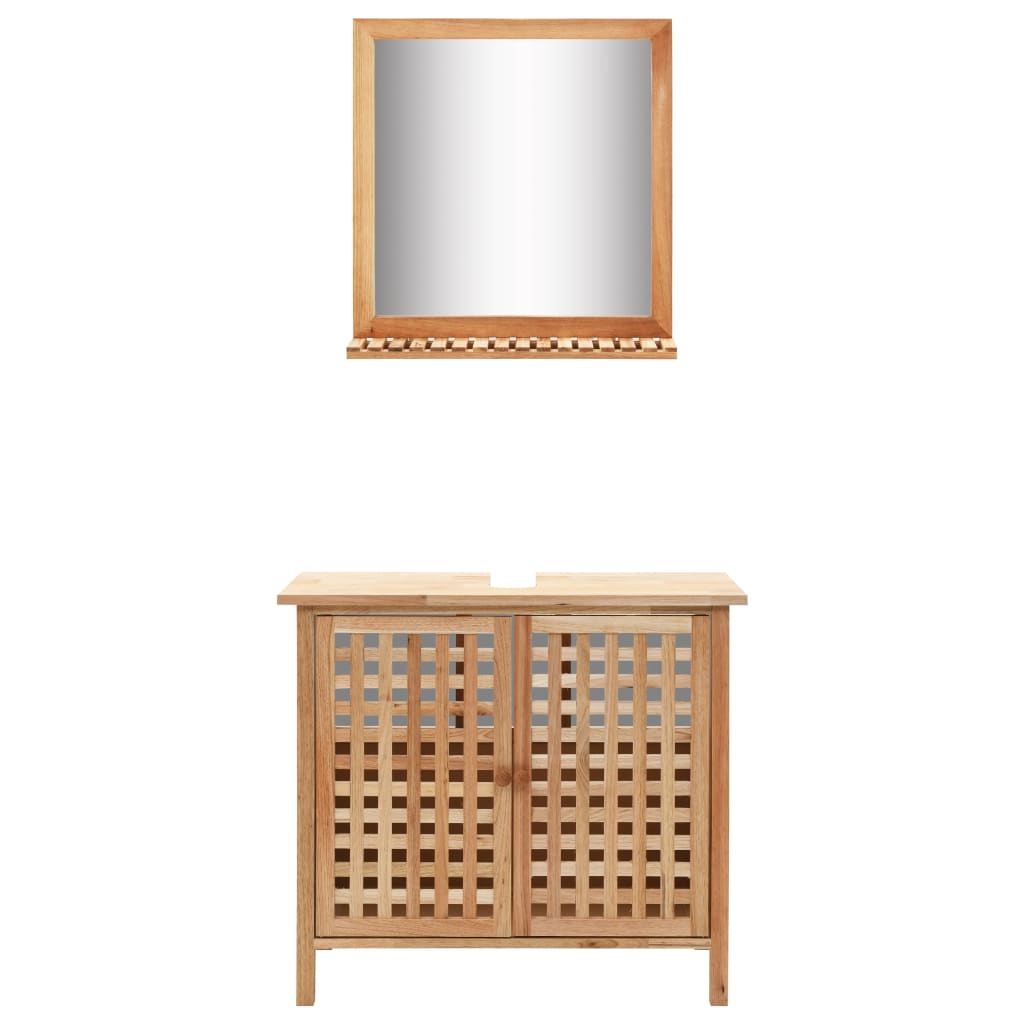 Sink Cabinet with Mirror Solid Walnut Wood - Millennium Furniture