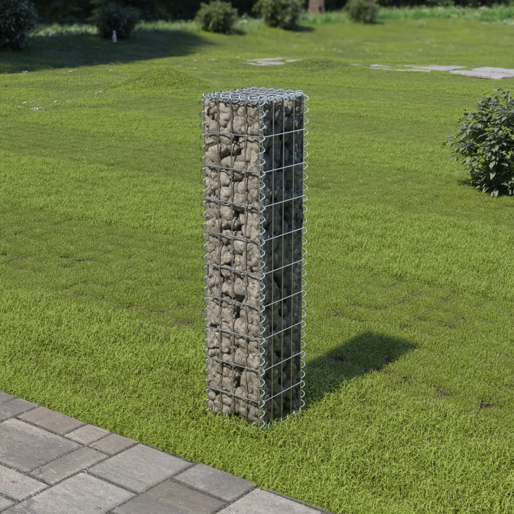 Gabion Wall with Covers Galvanised Steel 20x20x100 cm - Unbeatable Bargains