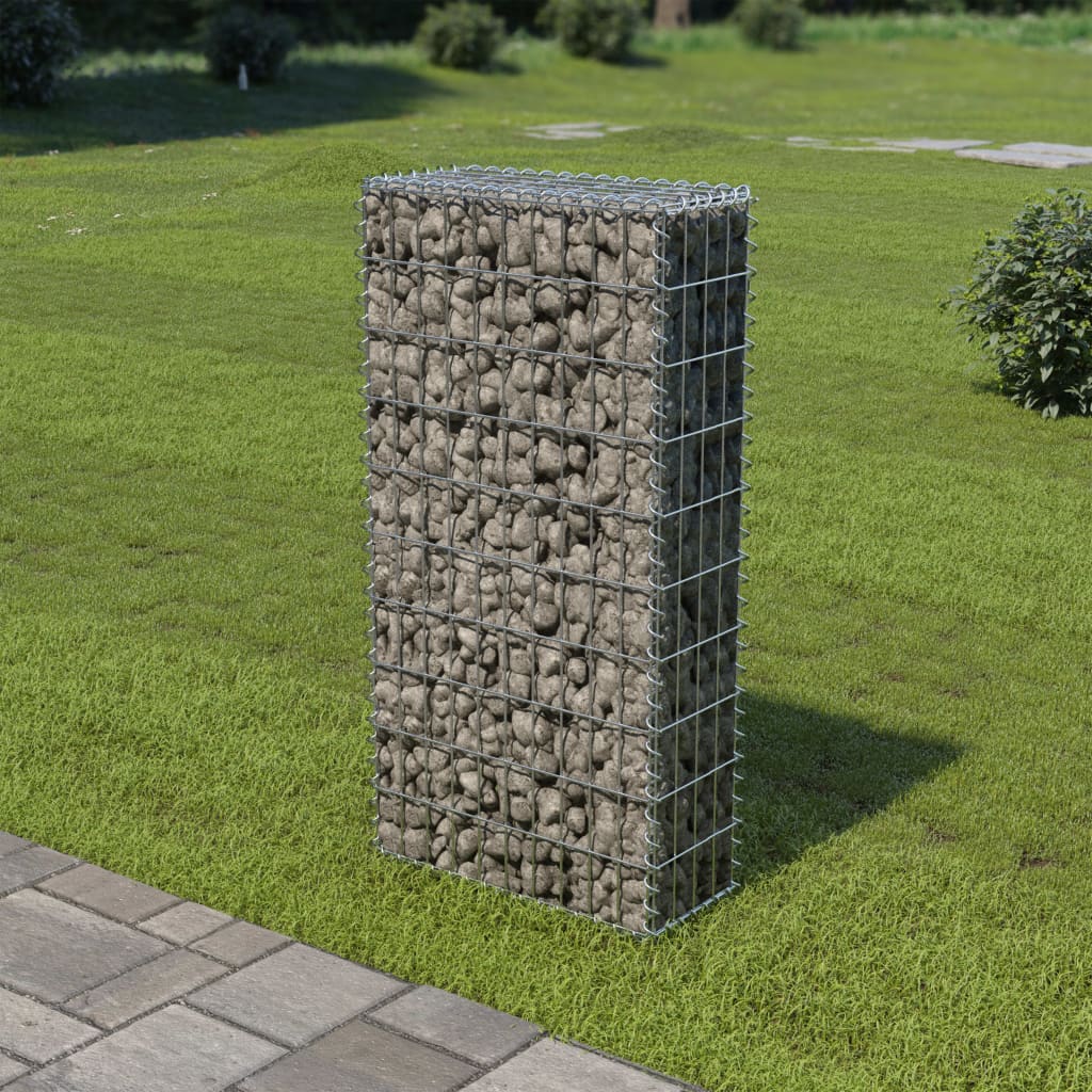 Gabion Wall with Covers Galvanised Steel 50x20x100 cm - Decor Base