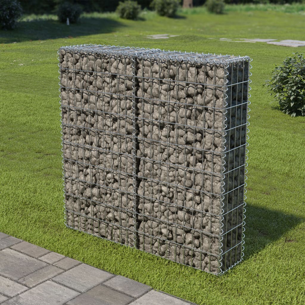 Gabion Wall with Covers Galvanised Steel 100x20x100 cm - Design Hut
