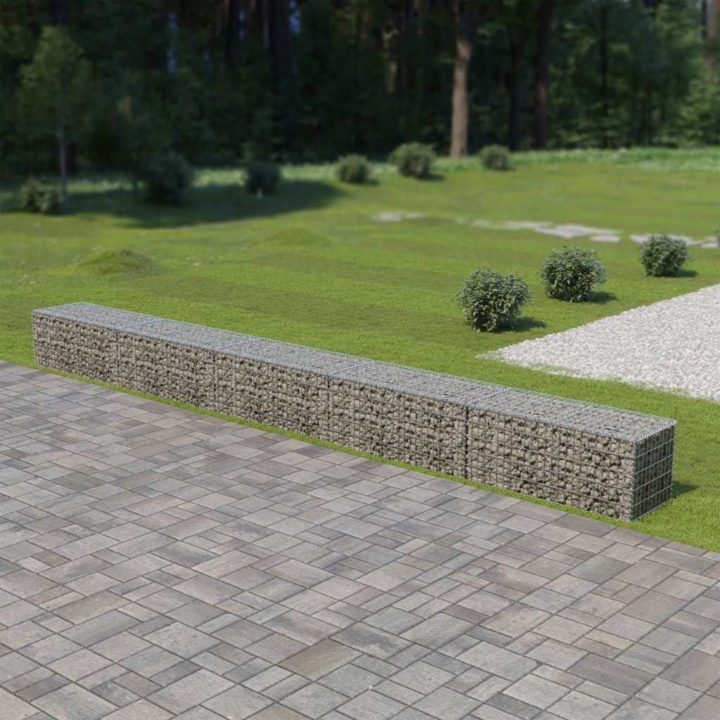Gabion Wall with Covers Galvanised Steel 600x50x50 cm - The Home Maker