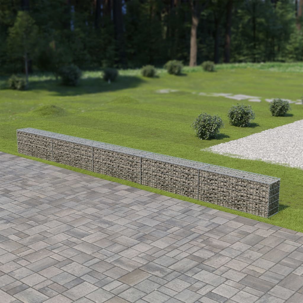 Gabion Wall with Covers Galvanised Steel 600x30x50 cm - The Home Maker