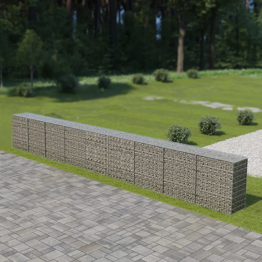Gabion Wall with Covers Galvanised Steel 900x50x100 cm - Tyrell & Tyrell