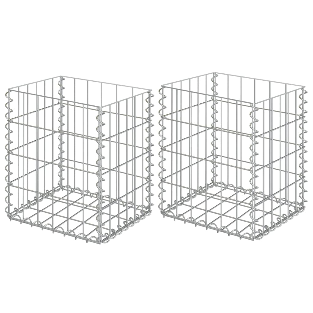 Gabion Baskets 2 pcs Galvanised Steel 30x30x40 cm - Unbeatable Bargains