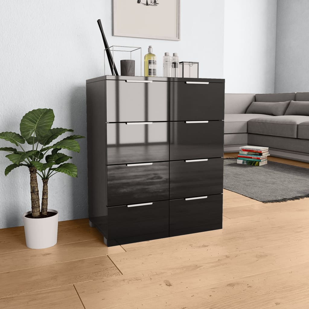 SANTRA Black Chest of Drawers - Medium-sized, 8 Drawers - Decor Base