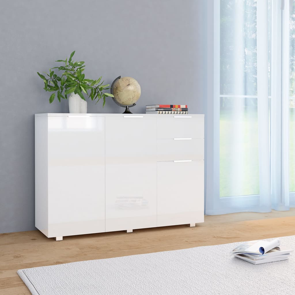 Sideboard High Gloss White 107x35x80.5 cm - Brittle & Co