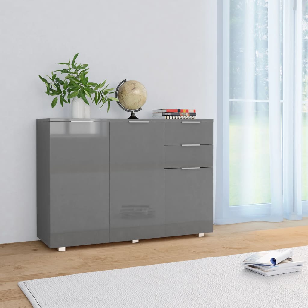 Sideboard High Gloss Grey 107x35x80.5 cm - Millennium Furniture