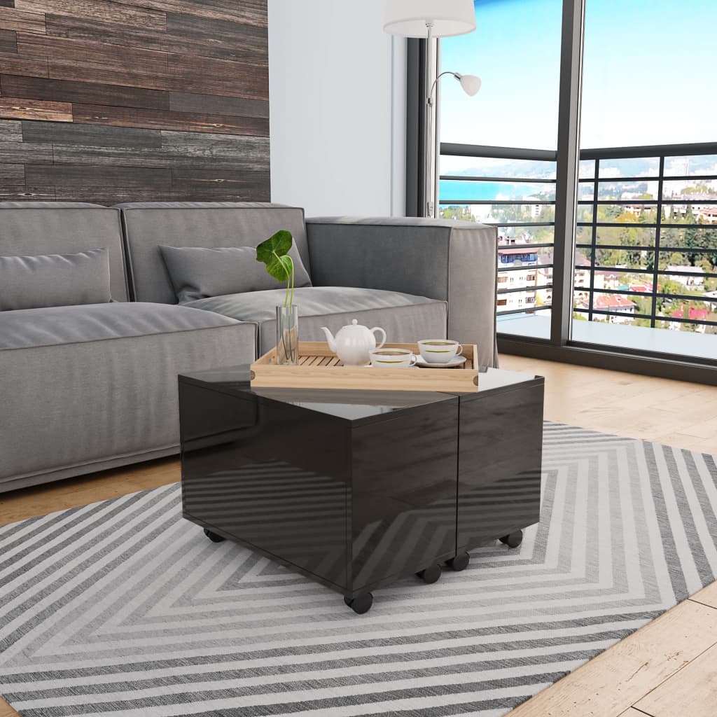Coffee Table High Gloss Black 60x60x35 cm Engineered Wood - Direct Imports