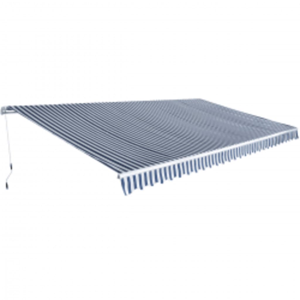 Folding Awning Manual Operated 600 cm Blue/White - All Things Good