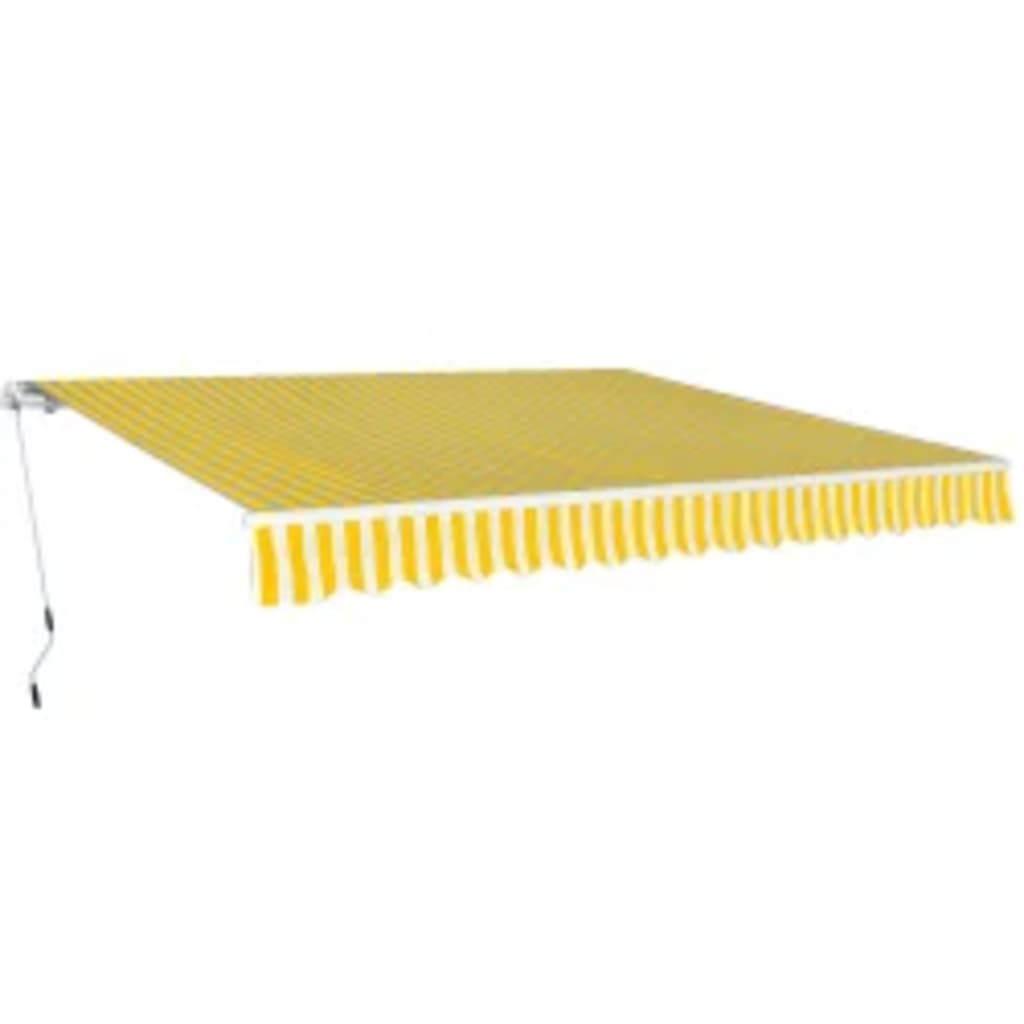 Folding Awning Manual Operated 600 cm Yellow/White - Casper Homes