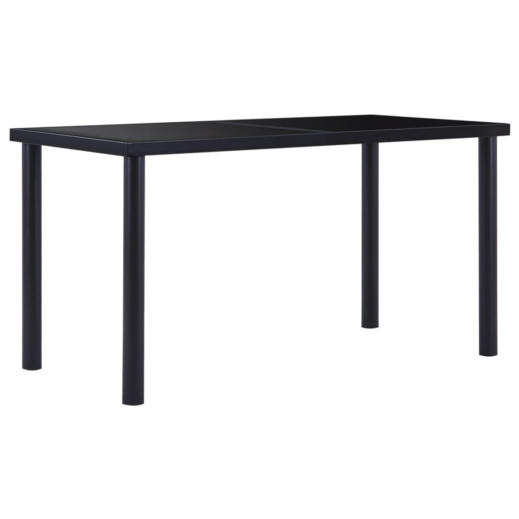 Dining Table Black 140x70x75 cm Tempered Glass - Sid & Sam