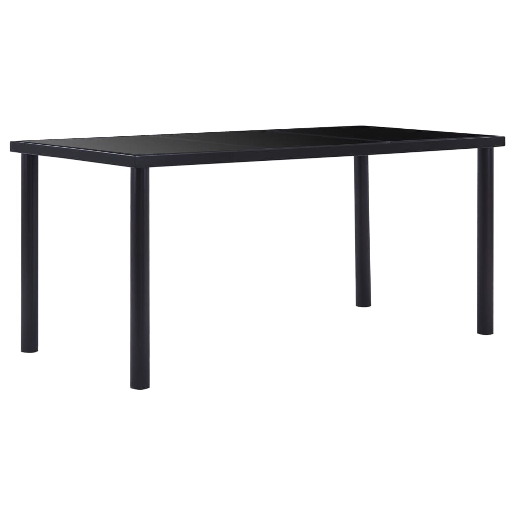 Dining Table Black 160x80x75 cm Tempered Glass - Direct Imports