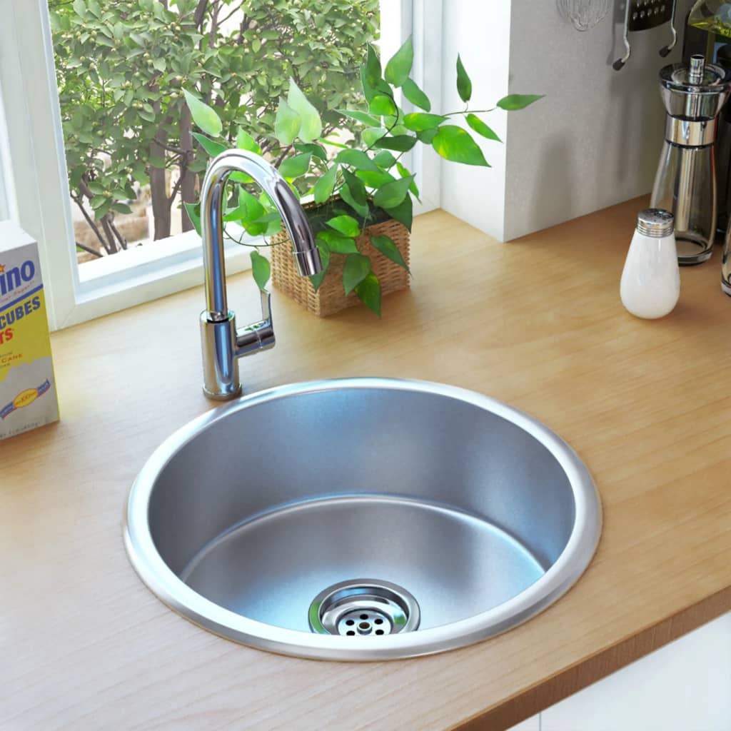 Kitchen Sink with Strainer and Trap Stainless Steel - Sid & Sam