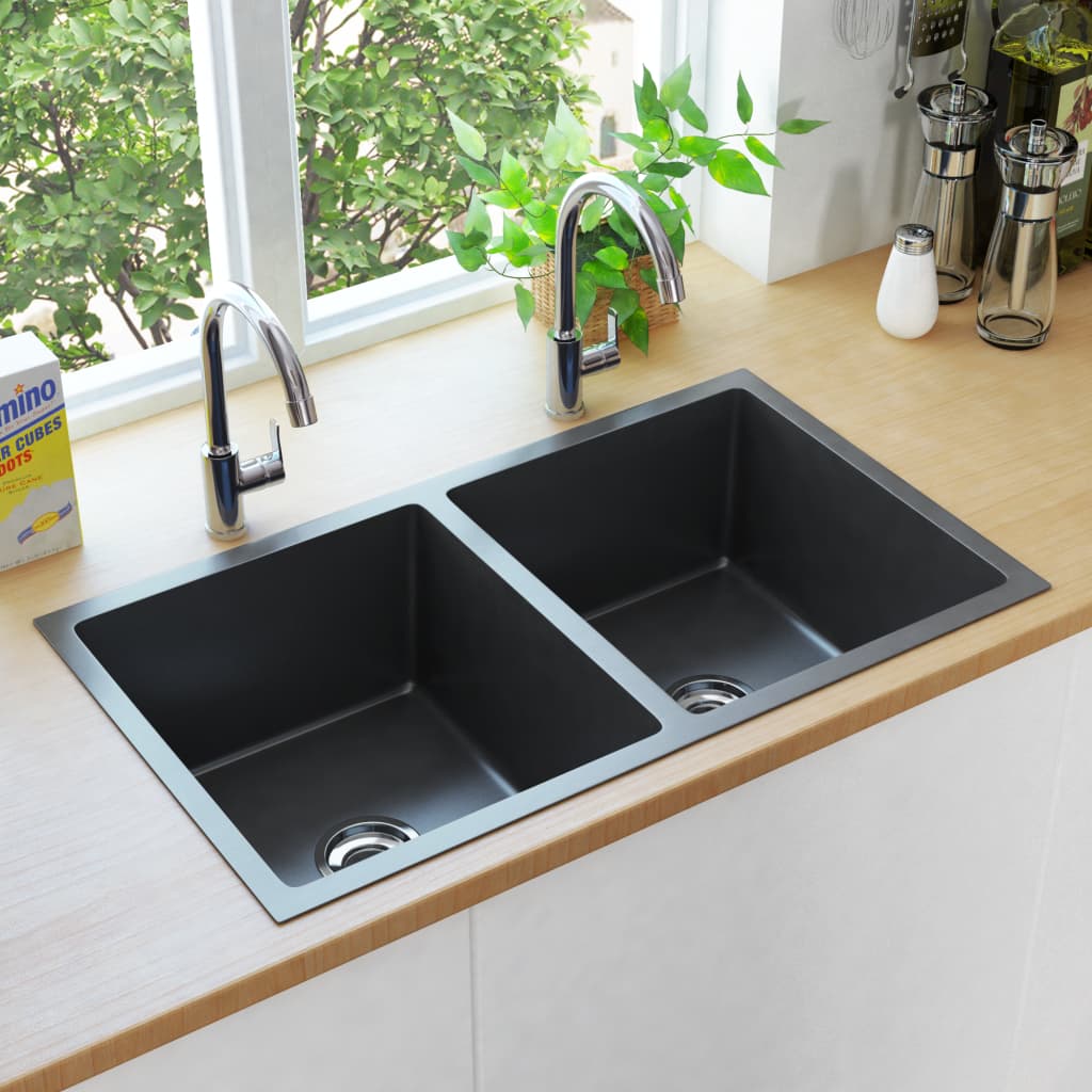 Handmade Kitchen Sink Black Stainless Steel - Sid & Sam