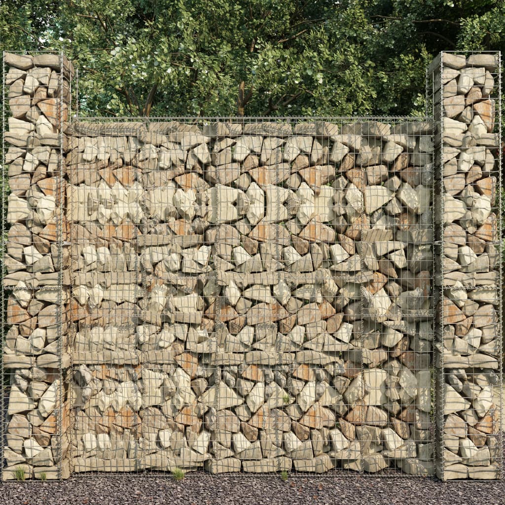 Gabion Baskets 3 pcs Galvanised Steel 25x25x197 cm - Discount Dealers