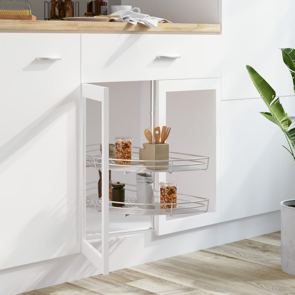 2-Tier Kitchen Wire Basket Silver 180 Degree 75x38x80 cm - R and M Furniture