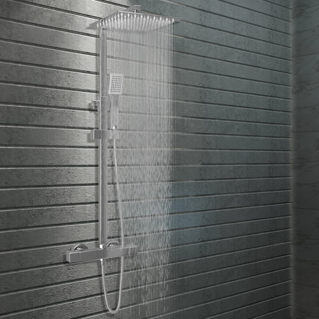 Dual Head Shower Set with Thermostat Stainless Steel - Unbeatable Bargains