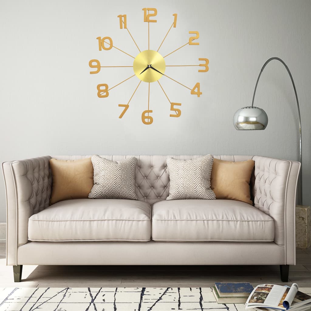 Wall Clock Metal 50 cm Golden - All Things Good