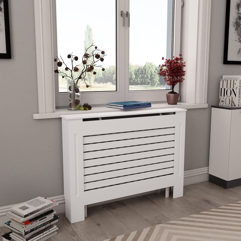 Radiator Cover White 112x19x81.5 cm MDF - Decor Base