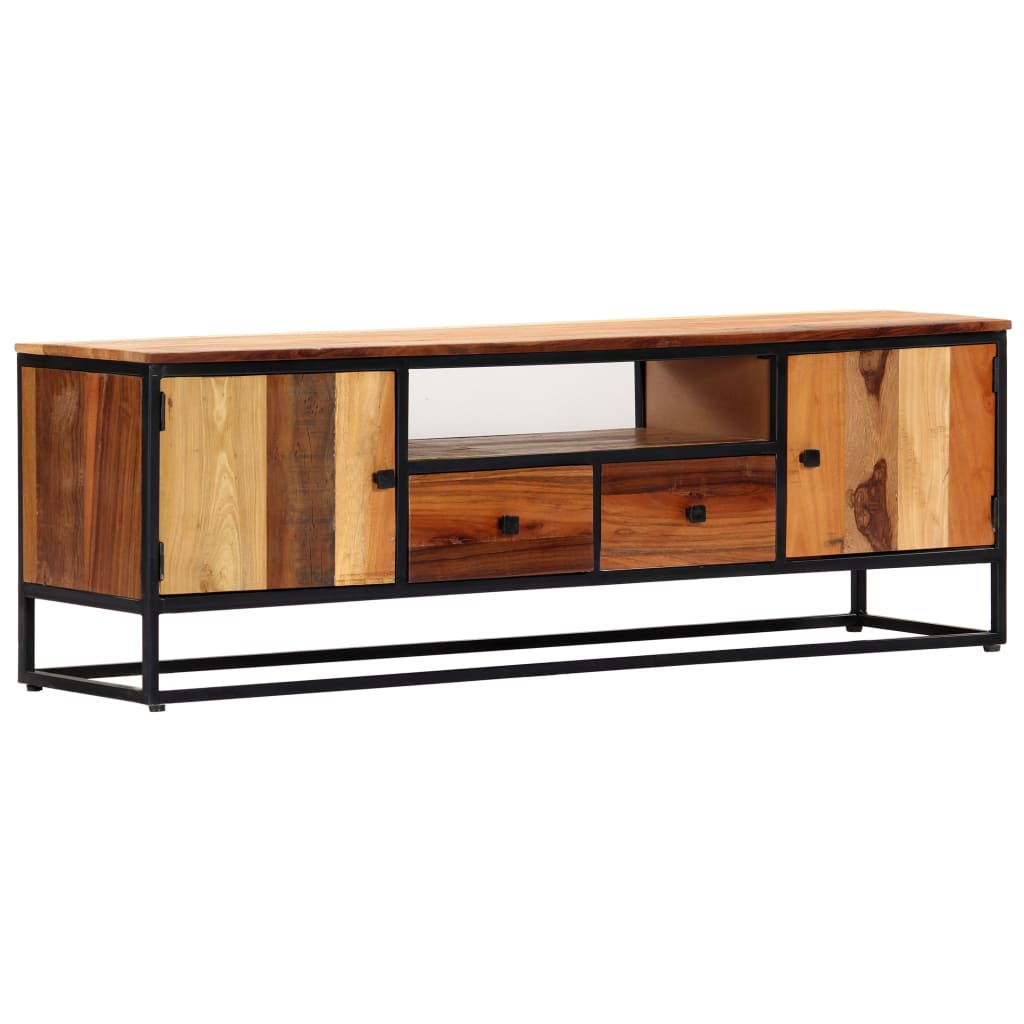 TV Cabinet 120x30x40 cm Solid Reclaimed Wood and Steel - Millennium Furniture
