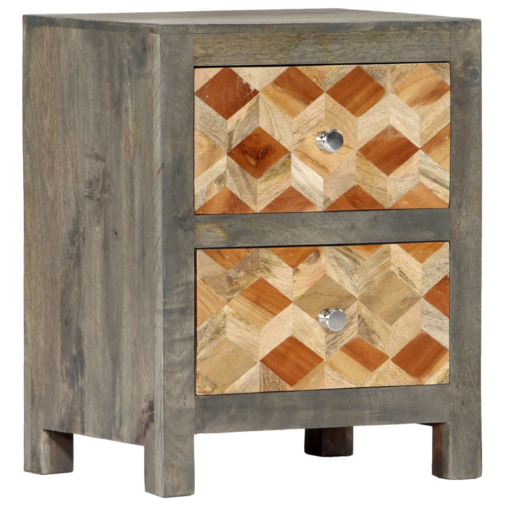 Bedside Table - BASSANO Nightstand Grey and Oak 40cm - Decor Base