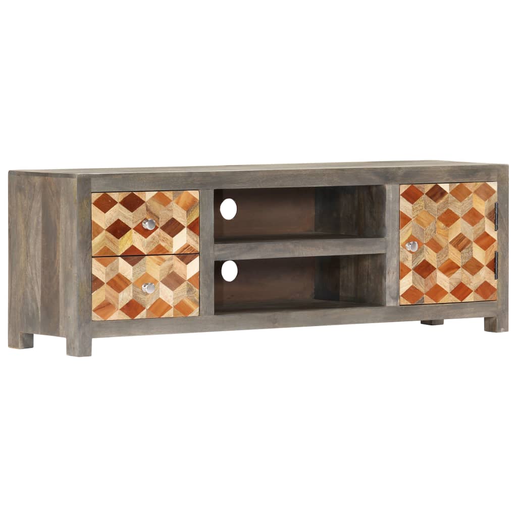 TV Cabinet Grey 120x30x40 cm Solid Mango Wood - Merlin Deals