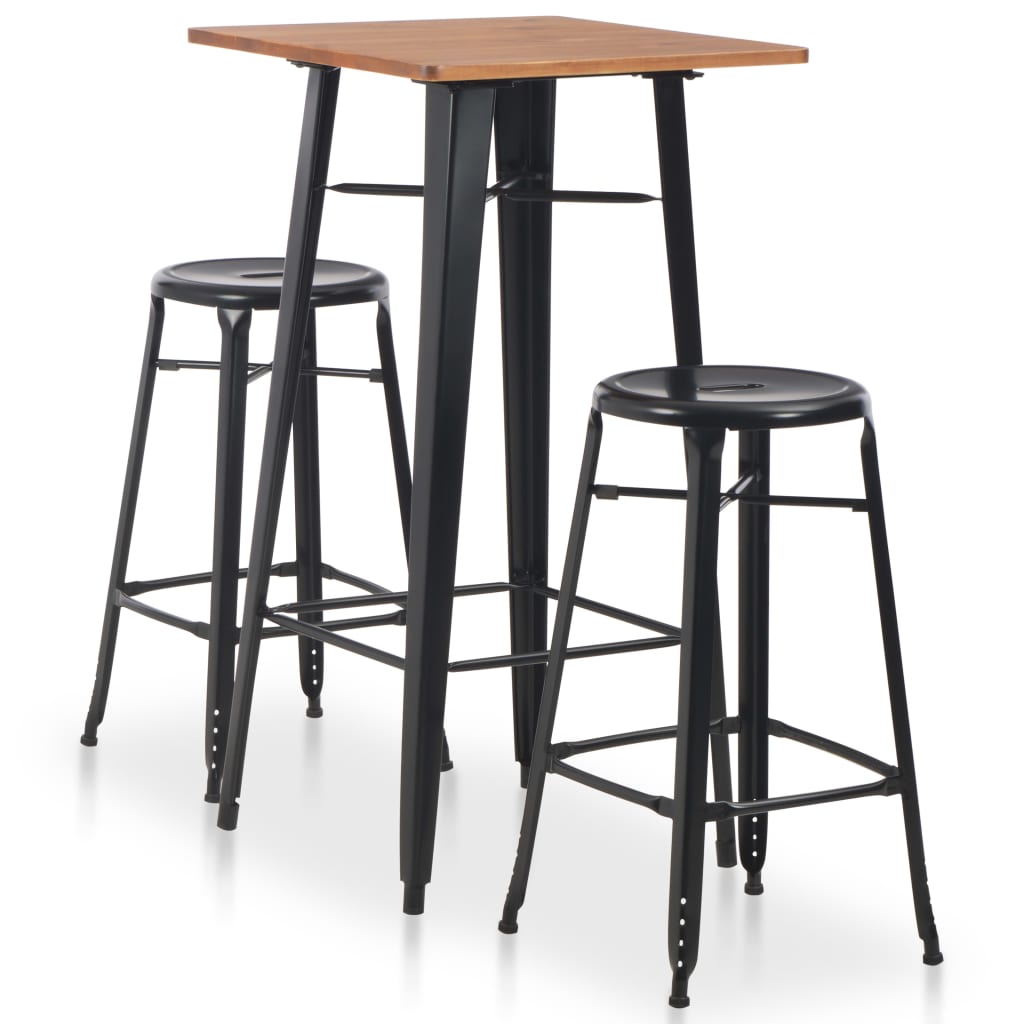 3 Piece Bar Set Steel Black - Charlotte Dunes