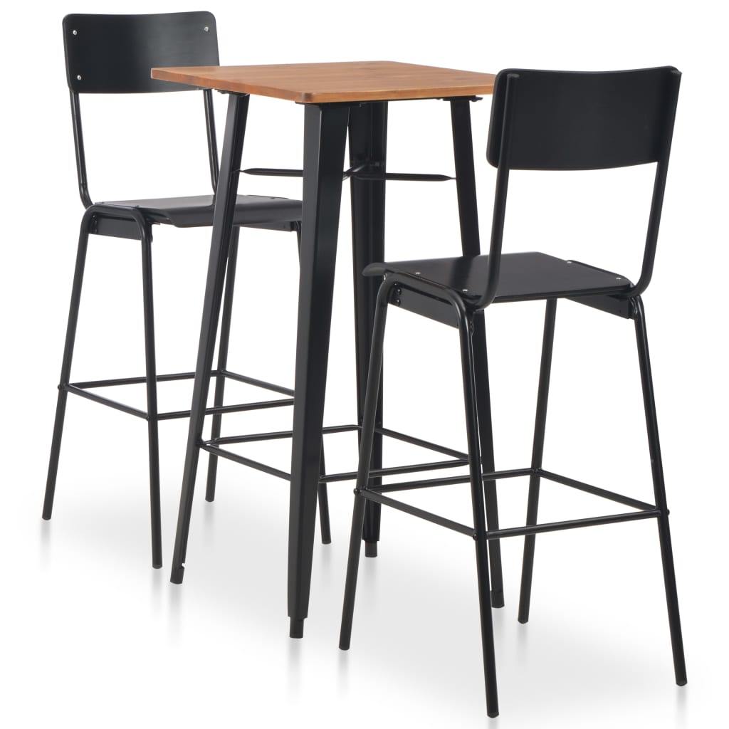 3 Piece Bar Set Steel Black - Charlotte Dunes