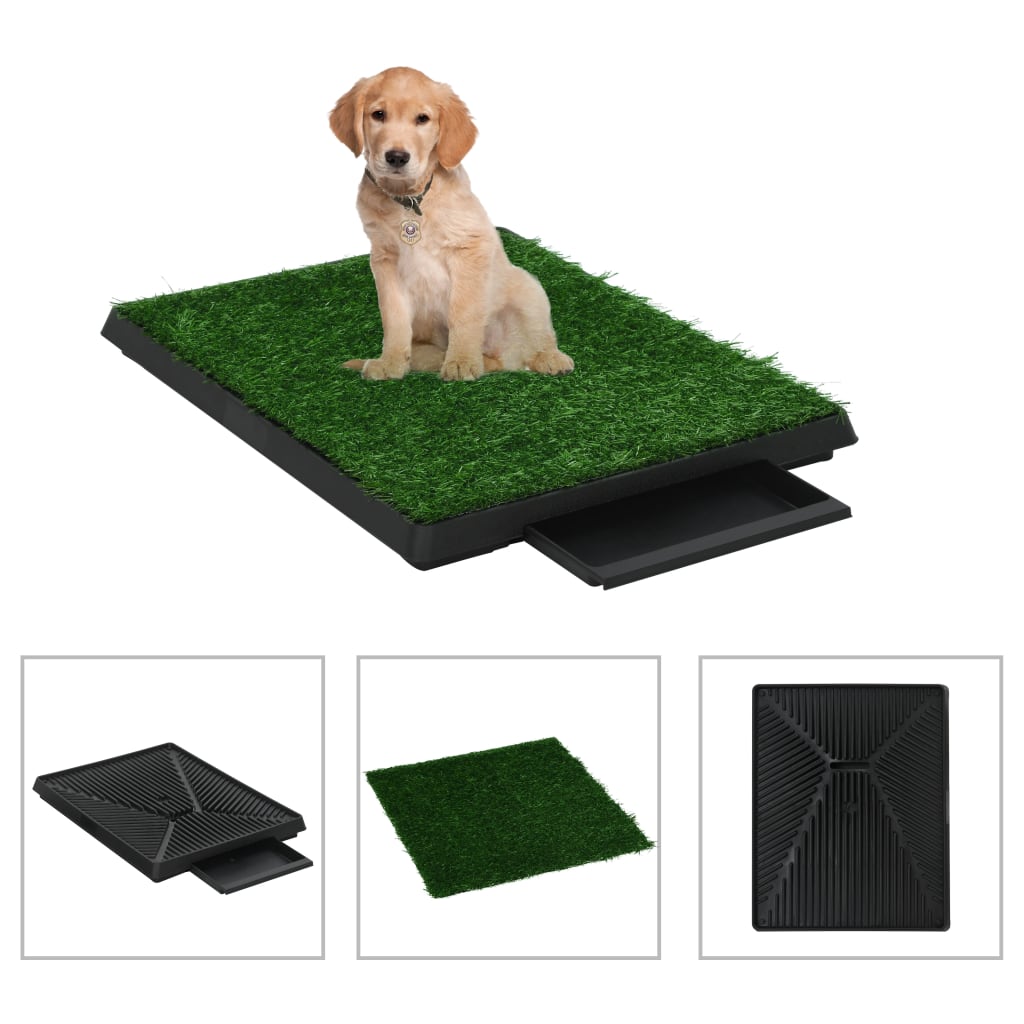 Pet Toilets 2 pcs with Tray & Faux Turf Green 63x50x7 cm WC - Casper Homes