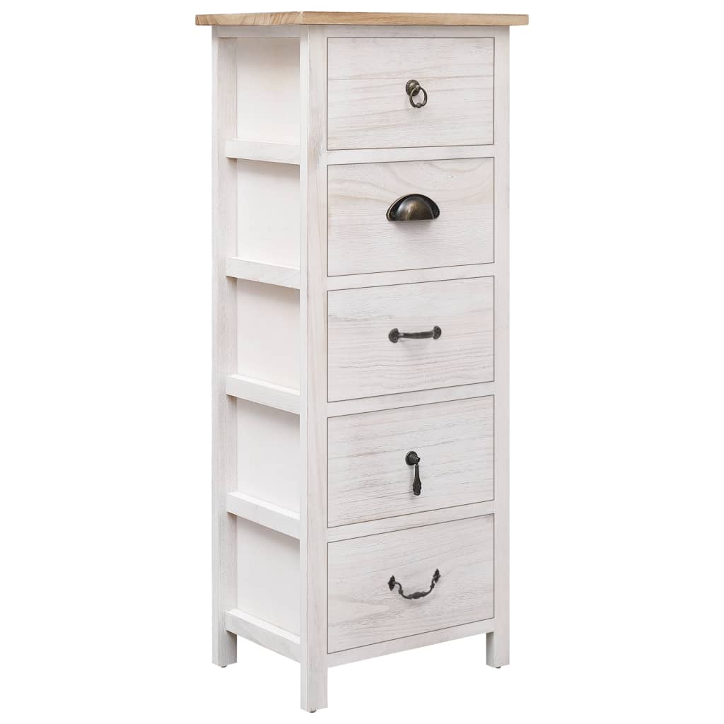BREMERTON White Chest of Drawers - Tallboy, Small-sized, 5 Drawers - Style and Chic