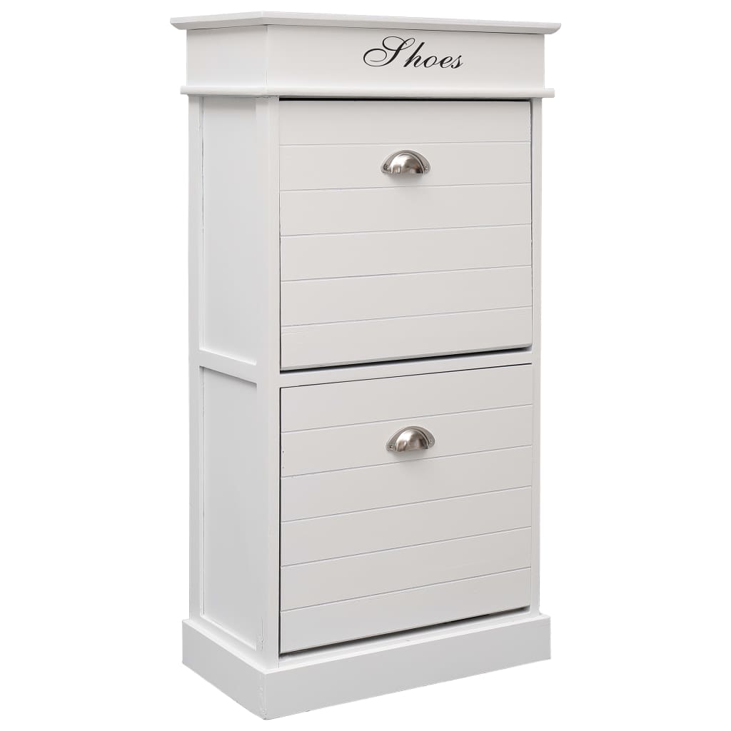 Shoe Cabinet White 50x28x98 cm Paulownia Wood - Casper Homes