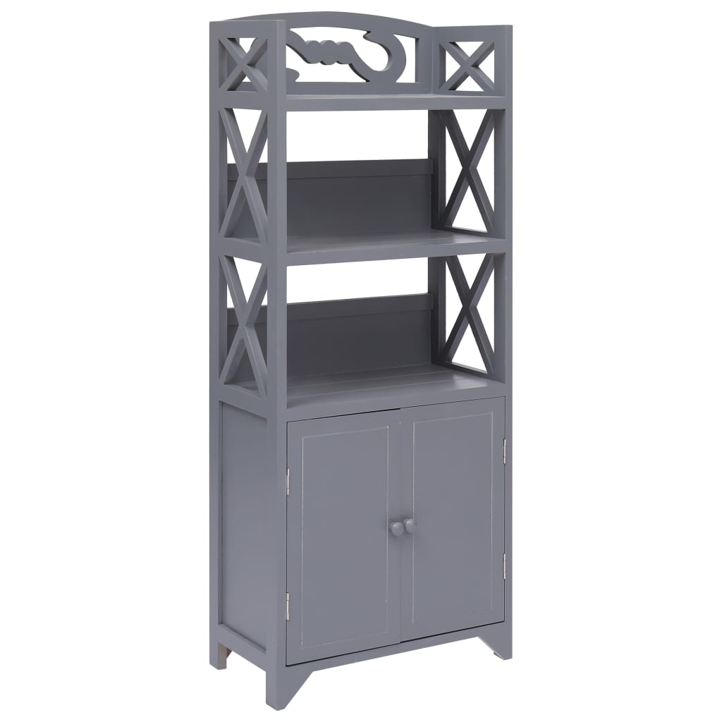 Bathroom Cabinet Grey 46x24x116 cm Paulownia Wood - All Things Good