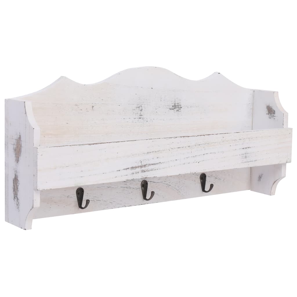 Wall Mounted Coat Rack White 50x10x23 cm Wood - Brittle & Co