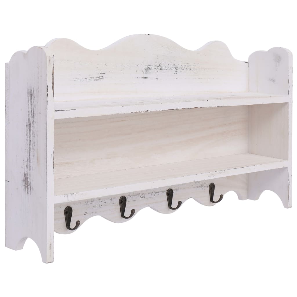 Wall Mounted Coat Rack White 50x10x30 cm Wood - Direct Imports