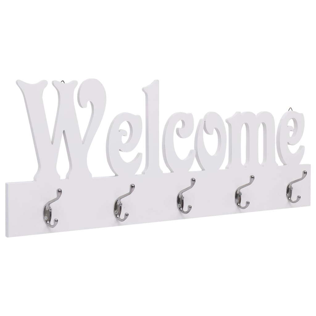 Wall Mounted Coat Rack WELCOME White 74x29.5 cm - Sid & Sam