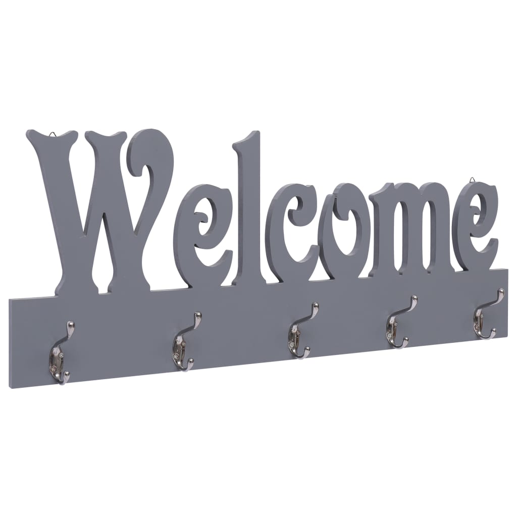 Wall Mounted Coat Rack WELCOME Grey 74x29.5 cm - Casper Homes