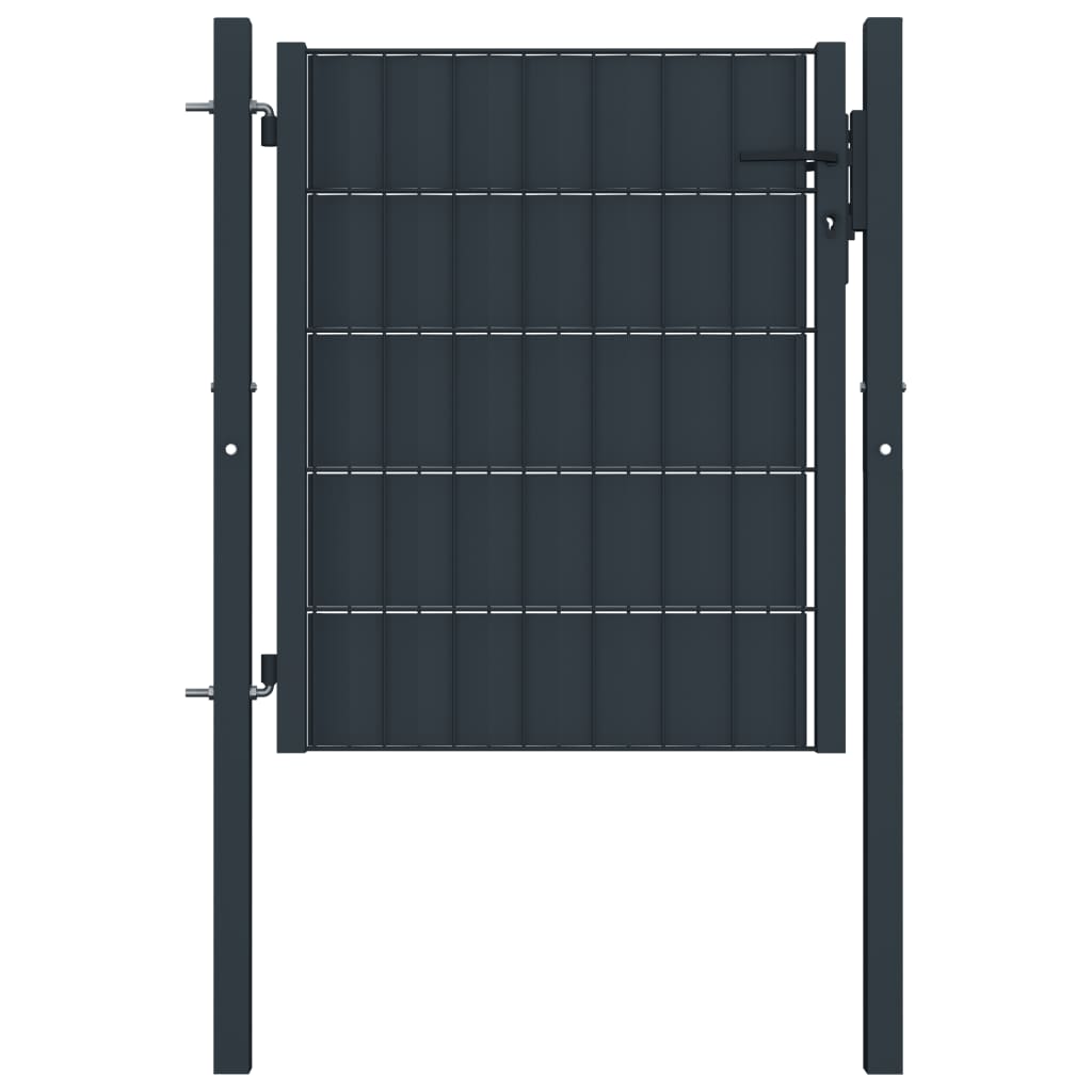 Fence Gate PVC and Steel 100x81 cm Anthracite - Decor Base