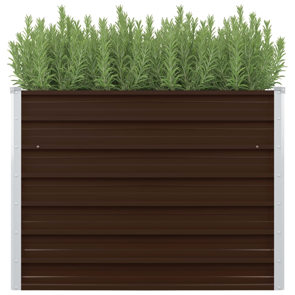 Raised Garden Bed Brown 100x100x77 cm Galvanised Steel - Design Hut